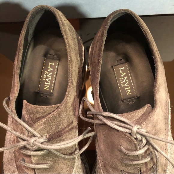 Authentic Lanvin Paris Gray Lace-Up Women’s Oxford - Picture 4 of 8